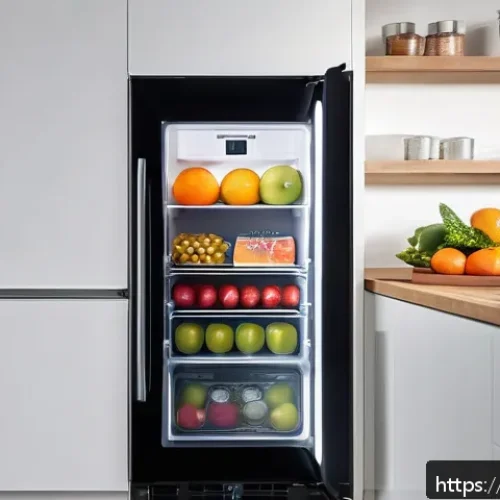 컴팩트한 미니 냉장고 추천 - A compact modern mini refrigerator in a small, stylish French apartment kitchen corner, featuring a ...