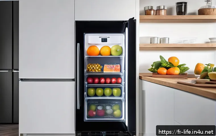 컴팩트한 미니 냉장고 추천 - A compact modern mini refrigerator in a small, stylish French apartment kitchen corner, featuring a ...